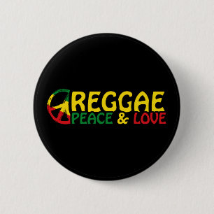 Reggaart met positieve woorden Vrede en Liefde Ronde Button 5,7 Cm