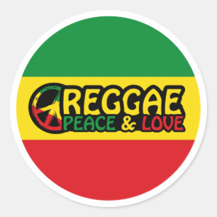 Reggaart met positieve woorden Vrede en Liefde Ronde Sticker