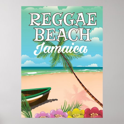 Reggae Beach Jamaica reisposter Poster (Voorkant)