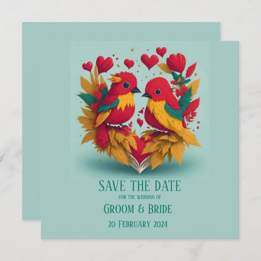 Reggae Birds Save the Date Kaart (Voorkant / Achterkant)