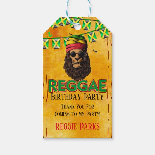 Reggae Birthday Party Bedankt Cadeaulabel (Voorkant)