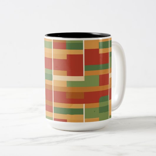 Reggae Boho Abstracte lijn kunst Tweekleurige Koffiemok (Voorkant rechts)