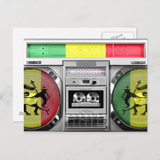 reggae-boombox briefkaart (Voorkant / Achterkant)