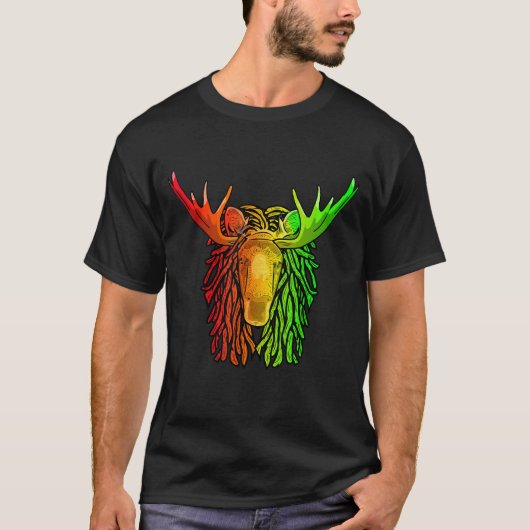 Reggae Cool Moose Dreadlocks Rasta Dreads Rastafar T-shirt (Voorkant)