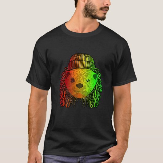 Reggae Cool Otter Dreadlocks Otter Rasta T-shirt (Voorkant)