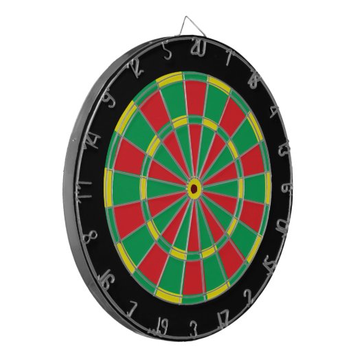 Reggae Dartboard: Zwart, rood, geel en groen Dartbord (Voorkant Links)