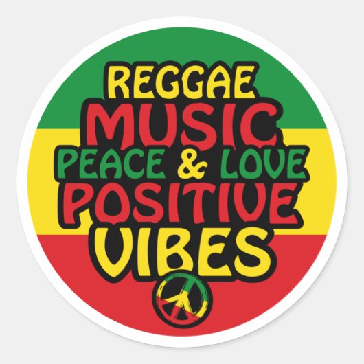 Reggae design with positive quotes and reggae flag ronde sticker (Voorkant)