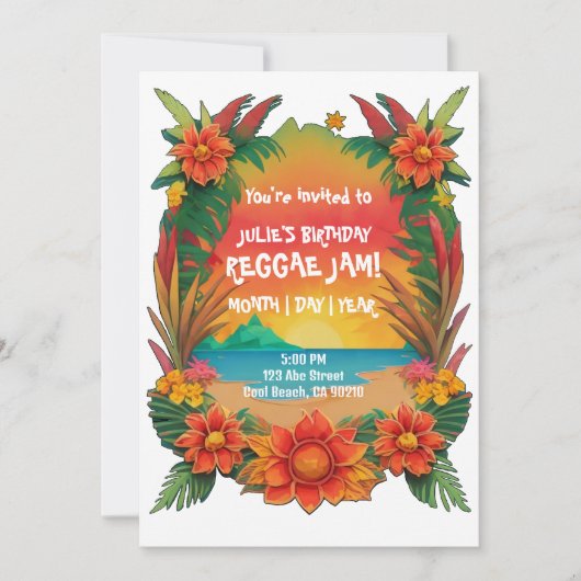 Reggae Feest Uitnodiging (Voorkant)