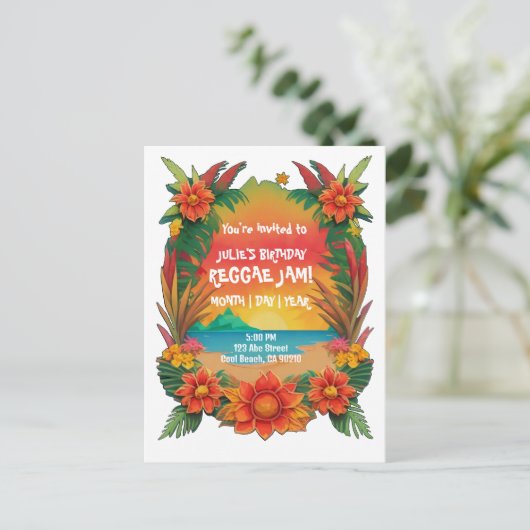Reggae Feest Uitnodiging (Staand voorkant)