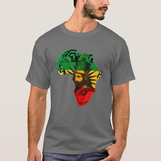 Reggae Haile Selassie Rastafarian Jamaican Ethiopi T-shirt (Voorkant)