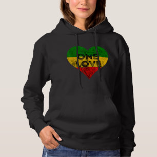 Reggae Heart One Love Rasta Reggae Music Rastafari Hoodie