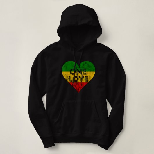 Reggae Heart One Love Rasta Reggae Music Rastafari Hoodie (Design voorkant)