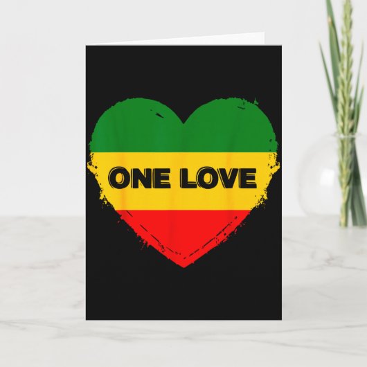 Reggae Heart One Love Rasta Reggae Music Rastafari Kaart (Voorkant)