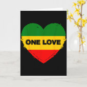 Reggae Heart One Love Rasta Reggae Music Rastafari Kaart (Gele Bloem)