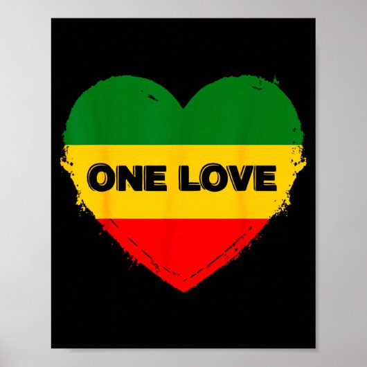 Reggae Heart One Love Rasta Reggae Music Rastafari Poster (Voorkant)