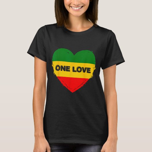 Reggae Heart One Love Rasta Reggae Music Rastafari T-shirt (Voorkant)