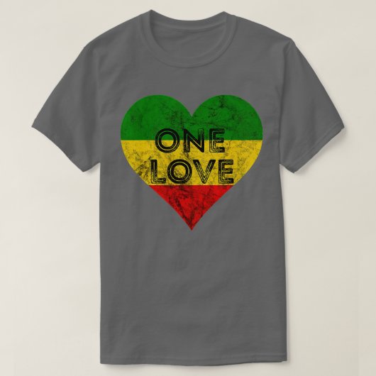 Reggae Heart One Love Rasta Reggae Music Rastafari T-shirt (Design voorkant)