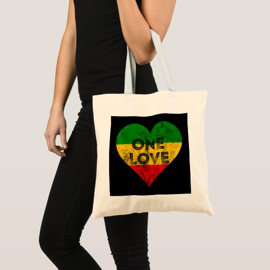 Reggae Heart One Love Rasta Reggae Music Rastafari Tote Bag (Voorkant (product))