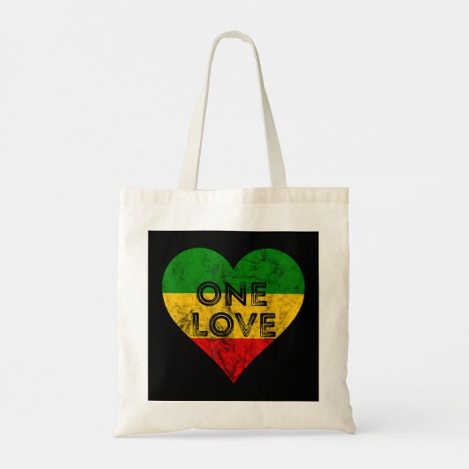 Reggae Heart One Love Rasta Reggae Music Rastafari Tote Bag (Achterkant)