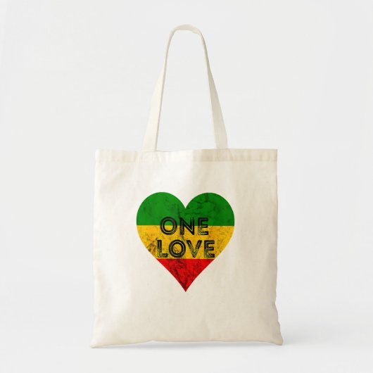 Reggae Heart One Love Rasta Reggae Music Rastafari Tote Bag (Voorkant)