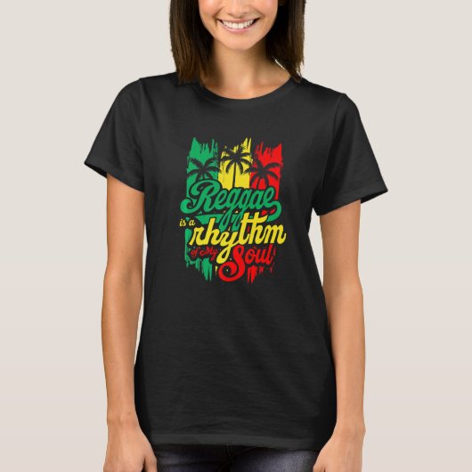 Reggae is een ritme van mijn ziel Rastafari vlag m T-shirt (Voorkant)