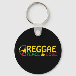 Reggae-kunst met positieve woorden Vrede en Liefde Sleutelhanger