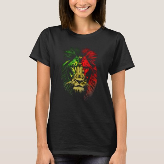 Reggae leeuw wild kat grote kat Jamaica leeuw T-shirt (Voorkant)