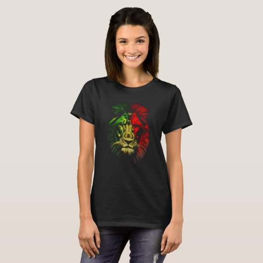 Reggae leeuw wild kat grote kat Jamaica leeuw T-shirt (Voorkant volledig)