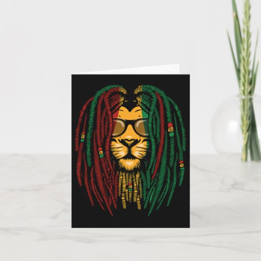 Reggae Lion Dreadlocks Wilde Kat Rasta Afrika Rast Kaart (Voorkant)