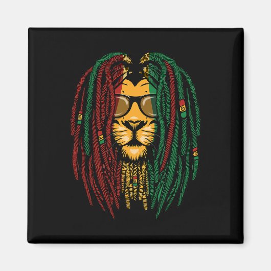 Reggae Lion Dreadlocks Wilde Kat Rasta Afrika Rast Magneet (Voorkant)
