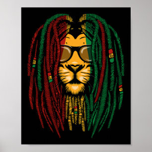 Reggae Lion Dreadlocks Wilde Kat Rasta Afrika Rast Poster