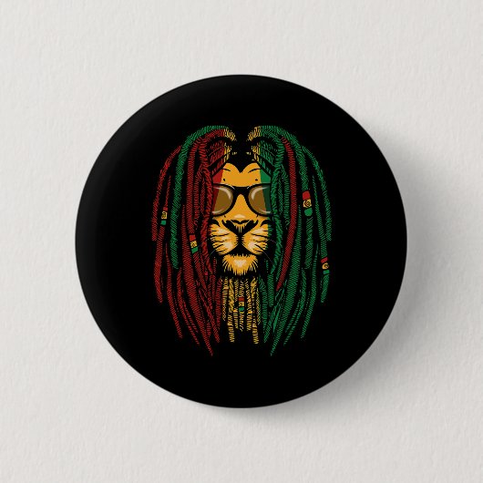 Reggae Lion Dreadlocks Wilde Kat Rasta Afrika Rast Ronde Button 5,7 Cm (Voorkant)
