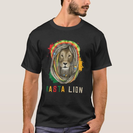 Reggae Lion Rastafari Dreadlocks Reggaeton Jamaica T-shirt (Voorkant)
