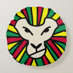 Reggae Lion Rastafari Gekleurde Manen Rond Kussen