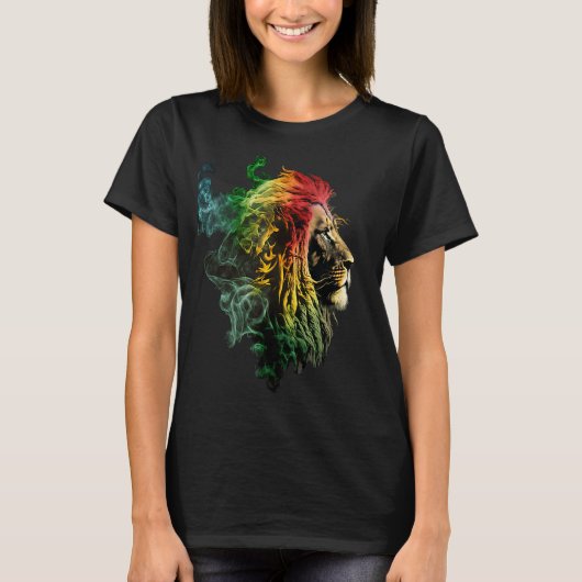 Reggae Lion Rastafari Music Freedom Zion Jamaica T-shirt (Voorkant)
