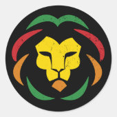 Reggae Lion Tattoo Juneteenth Blackity Zwart Ronde Sticker (Voorkant)