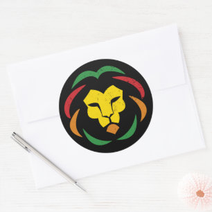 Reggae Lion Tattoo Juneteenth Blackity Zwart Ronde Sticker