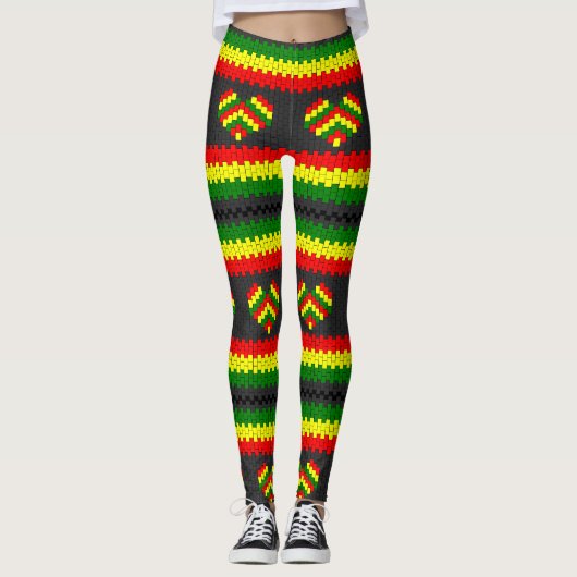Reggae Love Heart Rasta Hippie Power Yoga Leggings (Voorkant)