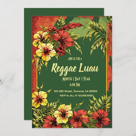 Reggae Luau Kaart (Voorkant / Achterkant)