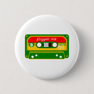 Reggae mix tape cassette Rastafarian Ronde Button 5,7 Cm