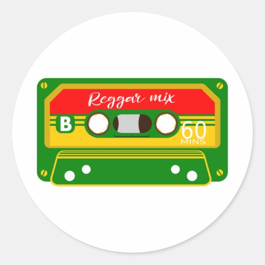 Reggae mix tape cassette Rastafarian Ronde Sticker (Voorkant)