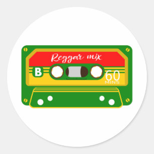 Reggae mix tape cassette Rastafarian Ronde Sticker