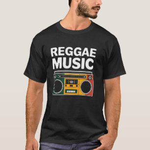 Reggae Music Boombox Retro  Roots Rasta Gra T-shirt