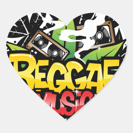 Reggae Music Hart Sticker (Voorkant)