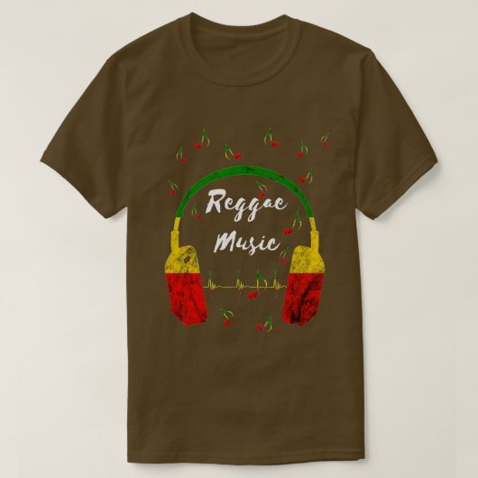 Reggae Music Headphones rastafari Roots Rasta Hipp T-shirt (Design voorkant)