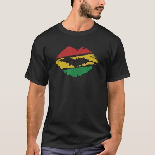 Reggae Music Jamaica Kissing Lips Flag Rastafari R T-shirt (Voorkant)