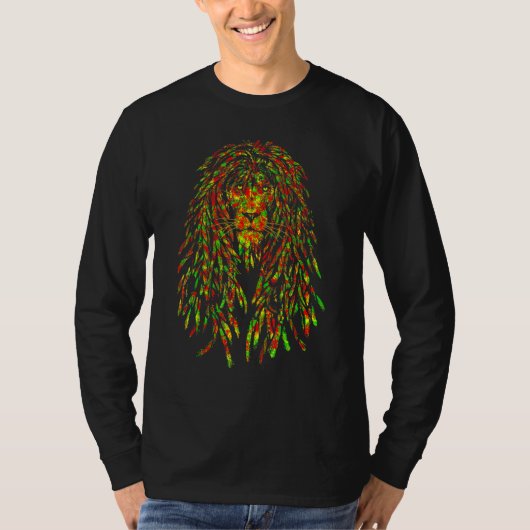 Reggae Music   Jamaican Lion Rasta Lion Of Rastafa T-shirt (Voorkant)