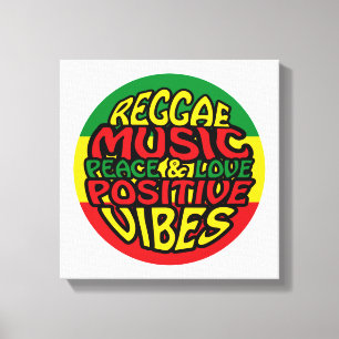 Reggae Music met positieve gezegden Canvas Afdruk