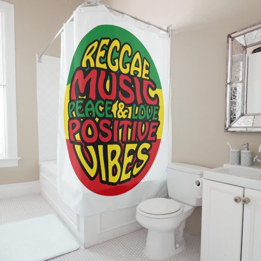 Reggae Music met positieve gezegden Douchegordijn (In situ)