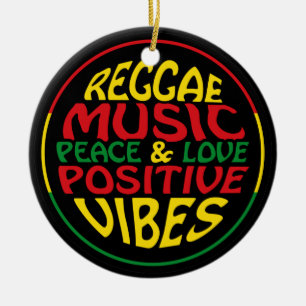 Reggae Music met positieve gezegden en aanhalingst Keramisch Ornament